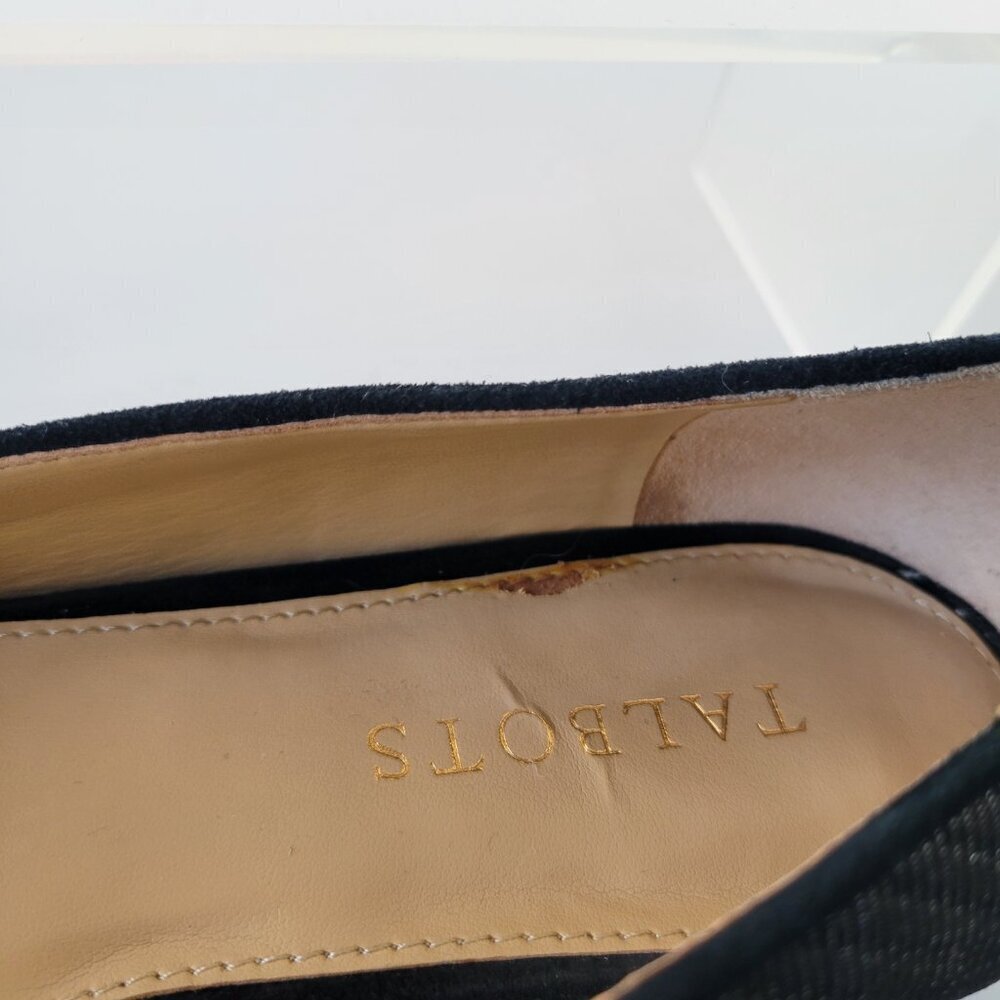 Talbots Edison Bow-Detail Black & Silver Flats - Lurex®  (Size 9.5) - Picture 14 of 14